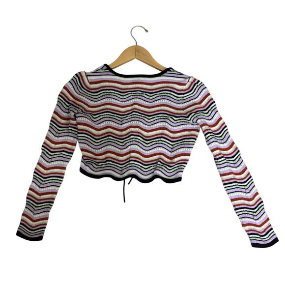 Pac Sun LA Hearts Striped Long Sleeved Cropped Sweater Size Medium - Picture 8 of 8
